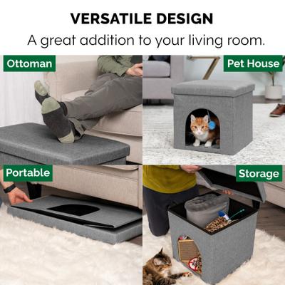 Show full view: FurHaven House Footstool & Ottoman Dog & Cat Bed, Stormy Gray, Small slide 8 of 11