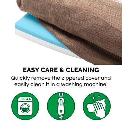 Show full view: FurHaven Luxe Fur & Performance Linen Cooling Gel Top Sofa Cat & Dog Bed with Removable Cover, Woodsmoke, Jumbo Plus slide 8 of 10