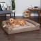 Show in main carousel: FurHaven Luxe Fur & Performance Linen Cooling Gel Top Sofa Cat & Dog Bed with Removable Cover, Woodsmoke, Jumbo slide 1 of 11
