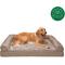 Show in main carousel: FurHaven Luxe Fur & Performance Linen Cooling Gel Top Sofa Cat & Dog Bed with Removable Cover, Woodsmoke, Jumbo slide 5 of 11