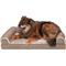 Show in main carousel: FurHaven Luxe Fur & Performance Linen Cooling Gel Top Sofa Cat & Dog Bed with Removable Cover, Woodsmoke, Large slide 1 of 10