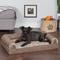 Show in main carousel: FurHaven Luxe Fur & Performance Linen Cooling Gel Top Sofa Cat & Dog Bed with Removable Cover, Woodsmoke, Medium slide 1 of 11
