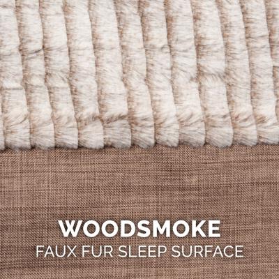 Show full view: FurHaven Luxe Fur & Performance Linen Cooling Gel Top Sofa Cat & Dog Bed with Removable Cover, Woodsmoke, Medium slide 10 of 11