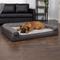 Show in main carousel: FurHaven Luxe Fur & Performance Linen Full Support Dog & Cat Bed, Charcoal, Jumbo Plus slide 1 of 10