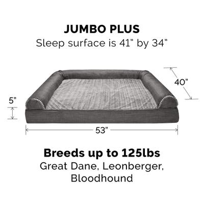 Show full view: FurHaven Luxe Fur & Performance Linen Full Support Dog & Cat Bed, Charcoal, Jumbo Plus slide 3 of 10
