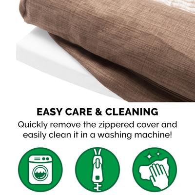 Show full view: FurHaven Luxe Fur & Performance Linen Full Support Dog & Cat Bed, Woodsmoke, Jumbo Plus slide 10 of 11