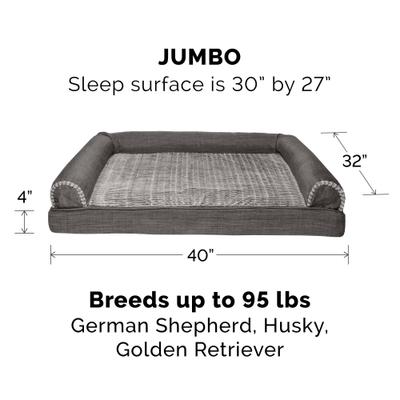 Show full view: FurHaven Luxe Fur & Performance Linen Orthopedic Cat & Dog Bed with Removable Cover, Charcoal, Jumbo slide 3 of 10