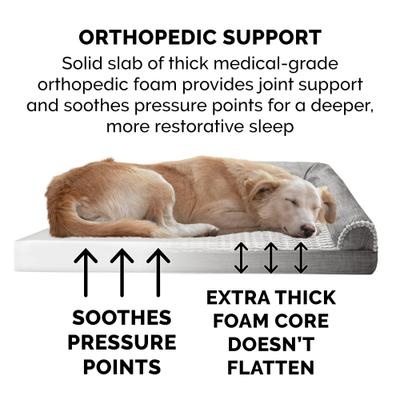 Show full view: FurHaven Luxe Fur & Performance Linen Orthopedic Cat & Dog Bed with Removable Cover, Charcoal, Jumbo slide 8 of 10