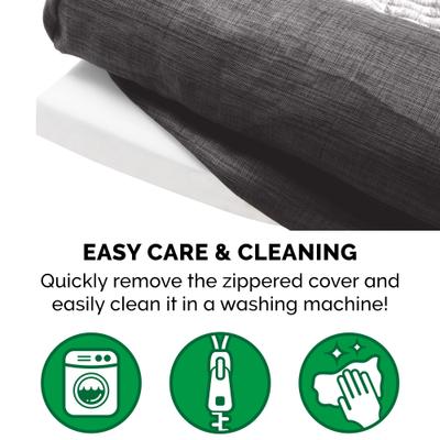 Show full view: FurHaven Luxe Fur & Performance Linen Orthopedic Cat & Dog Bed with Removable Cover, Charcoal, Jumbo slide 9 of 10