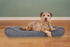 FurHaven Microvelvet Luxe Lounger Orthopedic Cat & Dog Bed with Removable Cover, Gray, Large