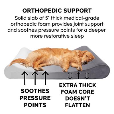 Show full view: FurHaven Microvelvet Luxe Lounger Orthopedic Cat & Dog Bed with Removable Cover, Gray, Large slide 7 of 11