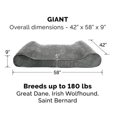 Show full view: FurHaven Minky Plush Luxe Lounger Orthopedic Cat & Dog Bed with Removable Cover, Gray, Giant slide 5 of 10