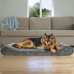 FurHaven Minky Plush Luxe Lounger Orthopedic Cat & Dog Bed with Removable Cover, Gray, Jumbo