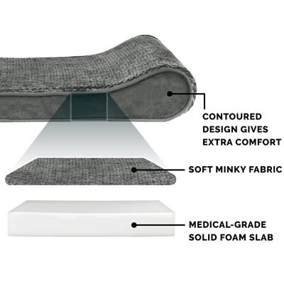 Show full view: FurHaven Minky Plush Luxe Lounger Orthopedic Cat & Dog Bed with Removable Cover, Gray, Medium slide 7 of 11