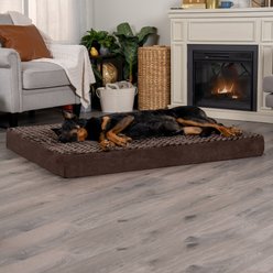 FurHaven NAP Deluxe Memory Foam Pillow Dog Bed with Removable Cover, Chocolate, Jumbo Plus