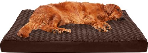 Show full view: FurHaven NAP Deluxe Memory Foam Pillow Dog Bed with Removable Cover, Chocolate, Jumbo slide 4 of 12