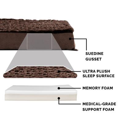 Show full view: FurHaven NAP Deluxe Memory Foam Pillow Dog Bed with Removable Cover, Chocolate, Jumbo slide 5 of 12