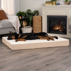 FurHaven NAP Deluxe Memory Foam Pillow Dog Bed with Removable Cover, Cream, Jumbo Plus