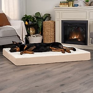 FurHaven NAP Deluxe Memory Foam Pillow Dog Bed with Removable Cover, Cream, Jumbo Plus