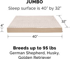 FurHaven NAP Deluxe Memory Foam Pillow Dog Bed with Removable Cover, Cream, Jumbo slide 2 of 9
