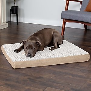 FurHaven NAP Deluxe Memory Foam Pillow Dog Bed with Removable Cover, Cream, Large