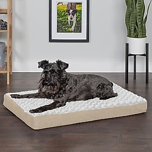 FurHaven NAP Deluxe Memory Foam Pillow Dog Bed with Removable Cover, Cream, Medium