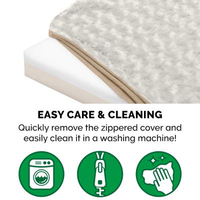 Show full view: FurHaven NAP Deluxe Memory Foam Pillow Dog Bed with Removable Cover, Cream, Medium slide 8 of 11