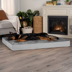 FurHaven NAP Deluxe Memory Foam Pillow Dog Bed with Removable Cover, Gray, Jumbo Plus