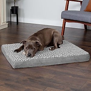 FurHaven NAP Deluxe Memory Foam Pillow Dog Bed with Removable Cover, Gray, Large