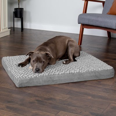 FurHaven FurHaven NAP Deluxe Memory Foam Pillow Dog Bed with Removable Cover, Gray, Large