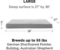 FurHaven NAP Deluxe Memory Foam Pillow Dog Bed with Removable Cover, Gray, Large slide 2 of 9