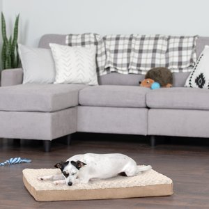FurHaven NAP Ultra Plush Full Support Deluxe Dog & Cat Bed, Cream, Medium