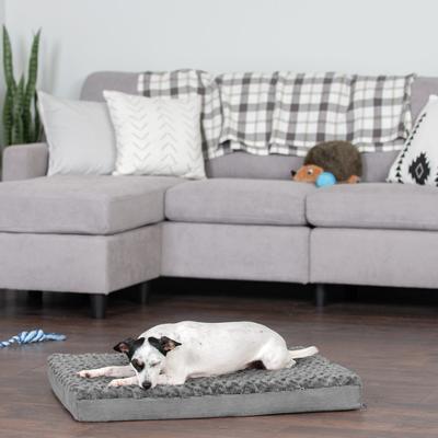 Show full view: FurHaven NAP Ultra Plush Full Support Deluxe Dog & Cat Bed, Gray, Medium slide 1 of 12
