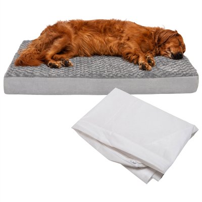 FurHaven FurHaven NAP Ultra Plush Orthopedic Deluxe Bed + Water-Resistant Cat & Dog Bed Mattress Liner, Jumbo