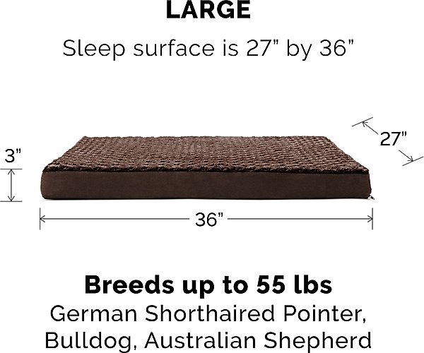 Show full view: FurHaven NAP Ultra Plush Orthopedic Deluxe Cat & Dog Bed with Removable Cover, Chocolate, Large slide 3 of 12