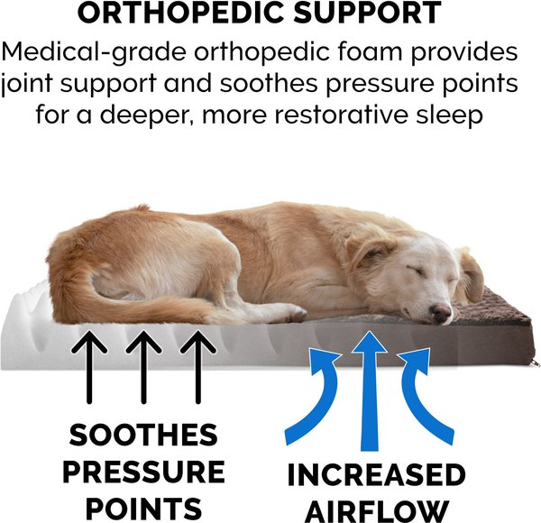 Show full view: FurHaven NAP Ultra Plush Orthopedic Deluxe Cat & Dog Bed with Removable Cover, Chocolate, Large slide 6 of 12