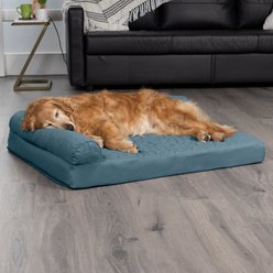 FurHaven Paw-Quilted Cooling Gel Top Deluxe Chaise Orthopedic Cat & Dog Bed with Removable Cover, Bluestone, Jumbo