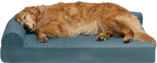 Show full view: FurHaven Paw-Quilted Cooling Gel Top Deluxe Chaise Orthopedic Cat & Dog Bed with Removable Cover, Bluestone, Jumbo slide 4 of 10