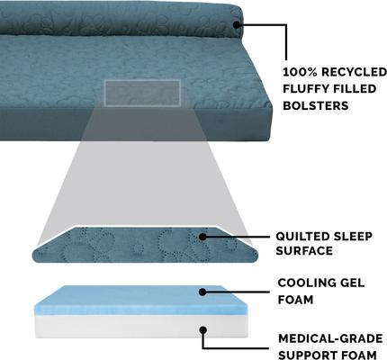 Show full view: FurHaven Paw-Quilted Cooling Gel Top Deluxe Chaise Orthopedic Cat & Dog Bed with Removable Cover, Bluestone, Jumbo slide 7 of 10