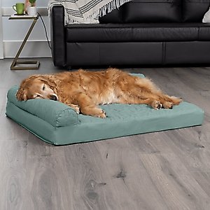 FurHaven Paw-Quilted Cooling Gel Top Deluxe Chaise Orthopedic Cat & Dog Bed with Removable Cover, Iceberg Green, Jumbo