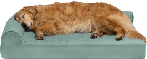 Show full view: FurHaven Paw-Quilted Cooling Gel Top Deluxe Chaise Orthopedic Cat & Dog Bed with Removable Cover, Iceberg Green, Jumbo slide 4 of 10