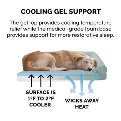 Show full view: FurHaven Paw-Quilted Cooling Gel Top Deluxe Chaise Orthopedic Cat & Dog Bed with Removable Cover, Iceberg Green, Jumbo slide 8 of 10