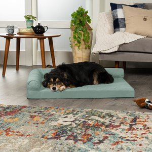 FurHaven Paw-Quilted Cooling Gel Top Deluxe Chaise Orthopedic Cat & Dog Bed with Removable Cover, Iceberg Green, Large
