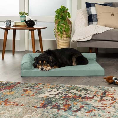 FurHaven FurHaven Paw-Quilted Cooling Gel Top Deluxe Chaise Orthopedic Cat & Dog Bed with Removable Cover, Iceberg Green, Large