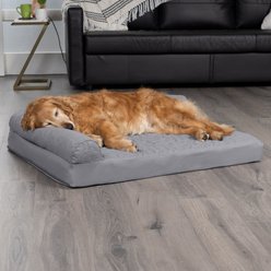 FurHaven Paw-Quilted Cooling Gel Top Deluxe Chaise Orthopedic Cat & Dog Bed with Removable Cover, Titanium, Jumbo