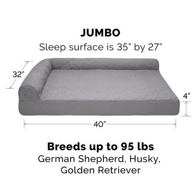 Show full view: FurHaven Paw-Quilted Cooling Gel Top Deluxe Chaise Orthopedic Cat & Dog Bed with Removable Cover, Titanium, Jumbo slide 4 of 11