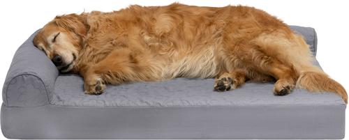 Show full view: FurHaven Paw-Quilted Cooling Gel Top Deluxe Chaise Orthopedic Cat & Dog Bed with Removable Cover, Titanium, Jumbo slide 5 of 11