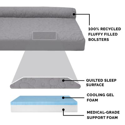 Show full view: FurHaven Paw-Quilted Cooling Gel Top Deluxe Chaise Orthopedic Cat & Dog Bed with Removable Cover, Titanium, Jumbo slide 8 of 11