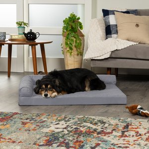 FurHaven Paw-Quilted Cooling Gel Top Deluxe Chaise Orthopedic Cat & Dog Bed with Removable Cover, Titanium, Large