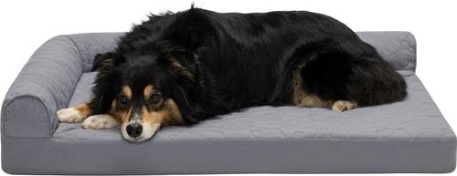 Show full view: FurHaven Paw-Quilted Cooling Gel Top Deluxe Chaise Orthopedic Cat & Dog Bed with Removable Cover, Titanium, Large slide 4 of 10